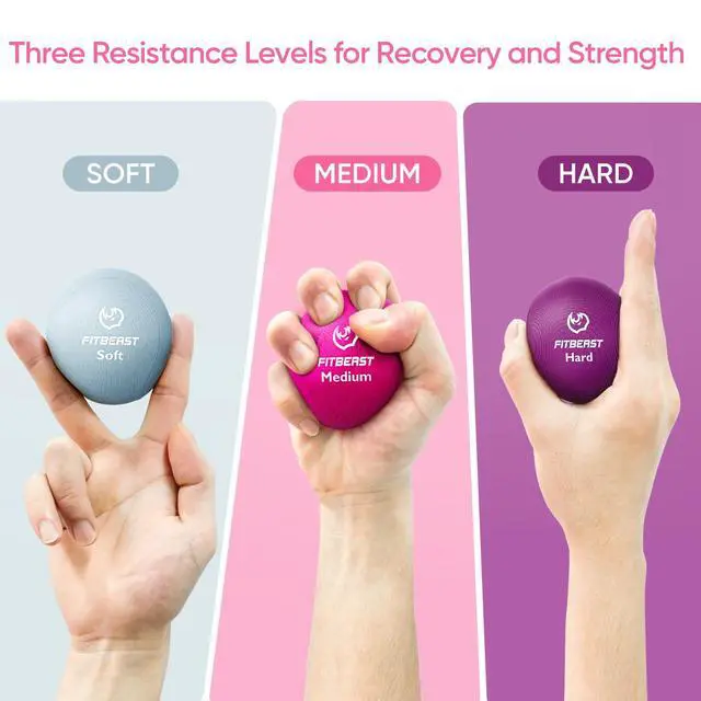 Alt view image 4 of 6 - Grip Strength Trainer, Finger Exerciser, Stress Balls for Adults, Hand Therapy for Strength, Recovery & Stress Relief, Forearm Strengthener for Men, Women & Seniors (6-Piece Bright Tones)