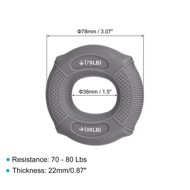 Alt view image 2 of 7 - Hand Grip Strength Trainer, 3" 70-80 Lbs Silicone Rings Finger Forearms Exercise Grip Squeezer for Athletes Workout, Rock Climbing, Space Gray