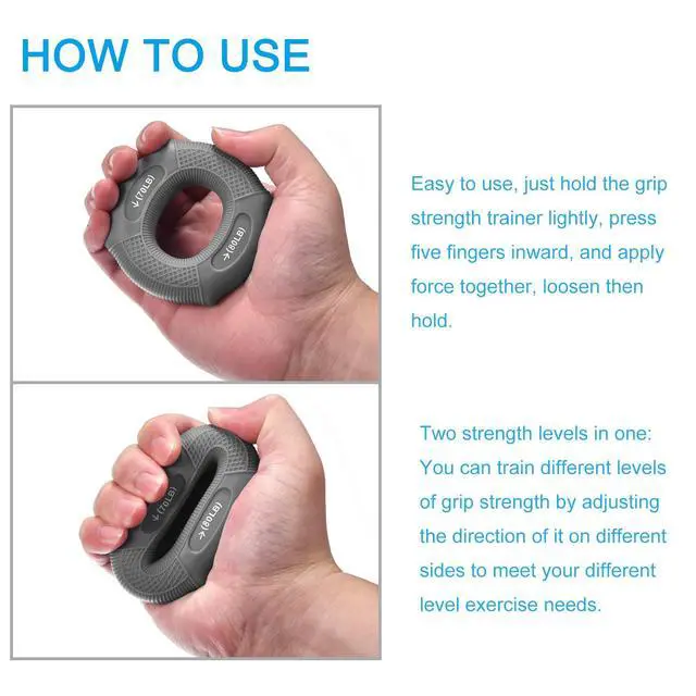 Alt view image 4 of 7 - Hand Grip Strength Trainer, 3" 70-80 Lbs Silicone Rings Finger Forearms Exercise Grip Squeezer for Athletes Workout, Rock Climbing, Space Gray
