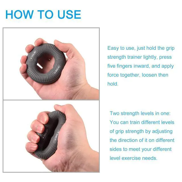 Alt view image 4 of 7 - Hand Grip Strengtheners, 3.07" 50-60 Lbs Silicone Rings Fingers Forearms Exercises Grip Trainer for Rock Climbing Athletes Workout, Gray