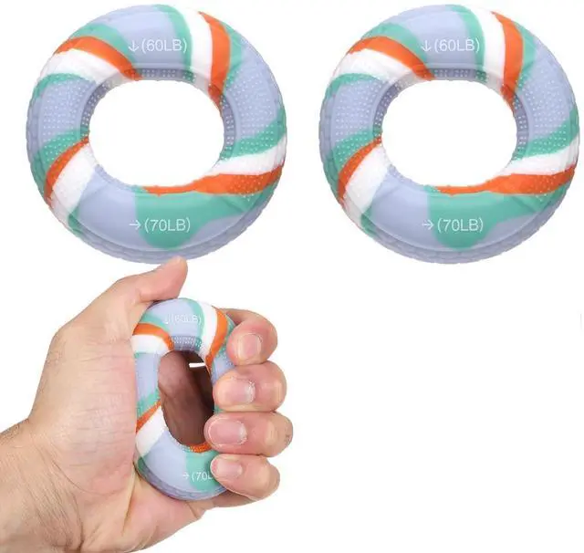 Main image of Silicone Ring Grip Strength Trainer with Finger Extension Band, Hand Grip Strengthener Forearm Trainer Kit 60-70LB & 4Pcs & Colored/Black-For(Athletes/Climbing/Workout)