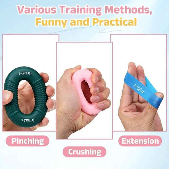 Alt view image 4 of 7 - Silicone Ring Grip Strength Trainer with Finger Extension Band, Hand Grip Strengthener Forearm Trainer Kit 60-70LB & 4Pcs & Colored/Black-For(Athletes/Climbing/Workout)