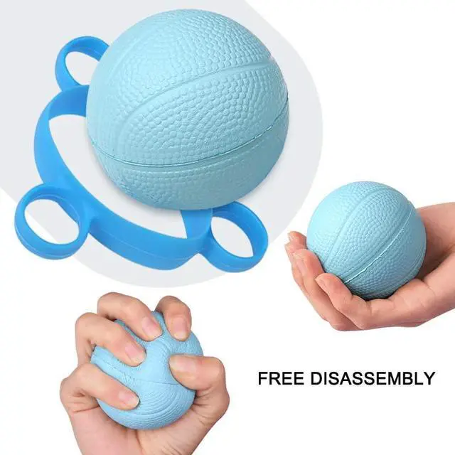 Alt view image 4 of 6 - Finger Exercise Ball, Finger Strengthener Training Squeeze Ball Silicone Finger Stretcher Hand Grip Strength Training Ball Forearm Wrist Stress Relief Physical Therapy Hand Strength Exerciser (Blue)
