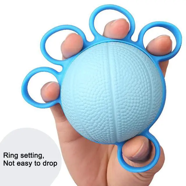Alt view image 5 of 6 - Finger Exercise Ball, Finger Strengthener Training Squeeze Ball Silicone Finger Stretcher Hand Grip Strength Training Ball Forearm Wrist Stress Relief Physical Therapy Hand Strength Exerciser (Blue)