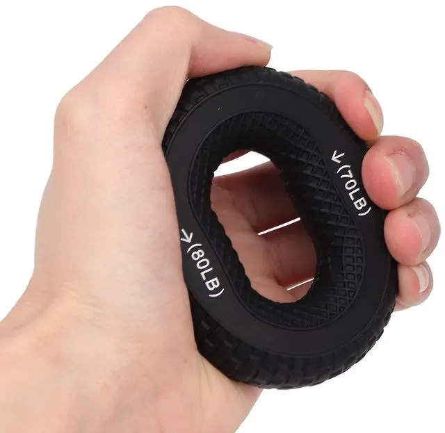 Main image of Grip Exercise Ring,70 to 80LB Hand Grip Strengthener Soft Silicone Portable Tire Texture Forearm Finger Exerciser Grip Strength Trainer Ring Black