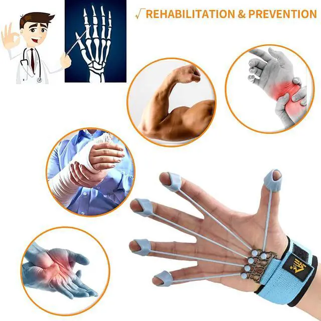 Alt view image 2 of 7 - Finger Strengthener Hand Grip Strength Trainer Finger Extension Stretcher Exerciser Hand Rehab Work Out Relieve Pain Arthritis and Grip Training Kit 10LB+40LB