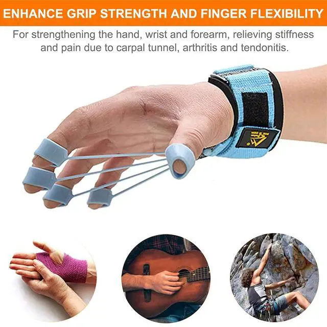 Alt view image 6 of 7 - Finger Strengthener Hand Grip Strength Trainer Finger Extension Stretcher Exerciser Hand Rehab Work Out Relieve Pain Arthritis and Grip Training Kit 10LB+40LB