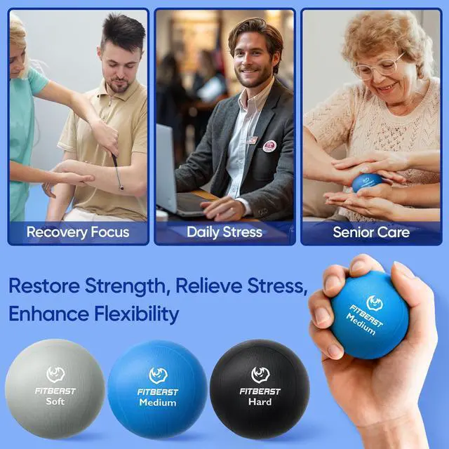 Alt view image 5 of 6 - Grip Strength Trainer 6 Pieces Hand Therapy Kit with Finger Extension Exerciser & Stress Balls for Adults, Rehab & Strength Training for Men, Women, and Seniors (6-Piece Cool Tones)