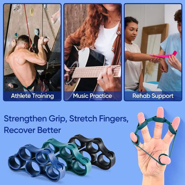 Alt view image 6 of 6 - Grip Strength Trainer 6 Pieces Hand Therapy Kit with Finger Extension Exerciser & Stress Balls for Adults, Rehab & Strength Training for Men, Women, and Seniors (6-Piece Cool Tones)