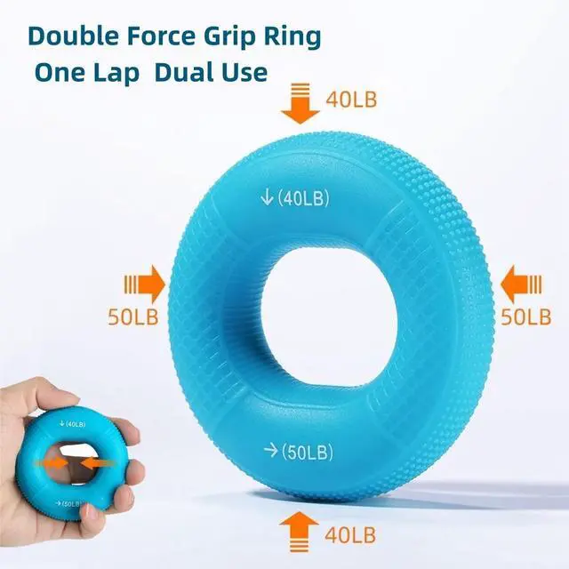 Alt view image 2 of 7 - Grip Strength Trainer,Silicone Hand Grip Strengthener Ring,Finger Grip Workout - Double Force Grip Rings for Rock Climbing, Athletes & Stress Relief, (20-60lbs) 5 Resistance Levels(4 PCS)