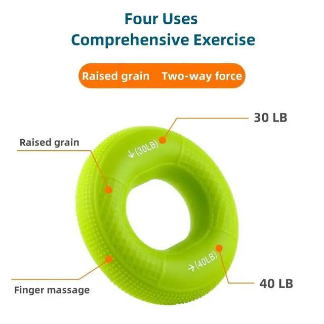 Alt view image 3 of 7 - Grip Strength Trainer,Silicone Hand Grip Strengthener Ring,Finger Grip Workout - Double Force Grip Rings for Rock Climbing, Athletes & Stress Relief, (20-60lbs) 5 Resistance Levels(4 PCS)