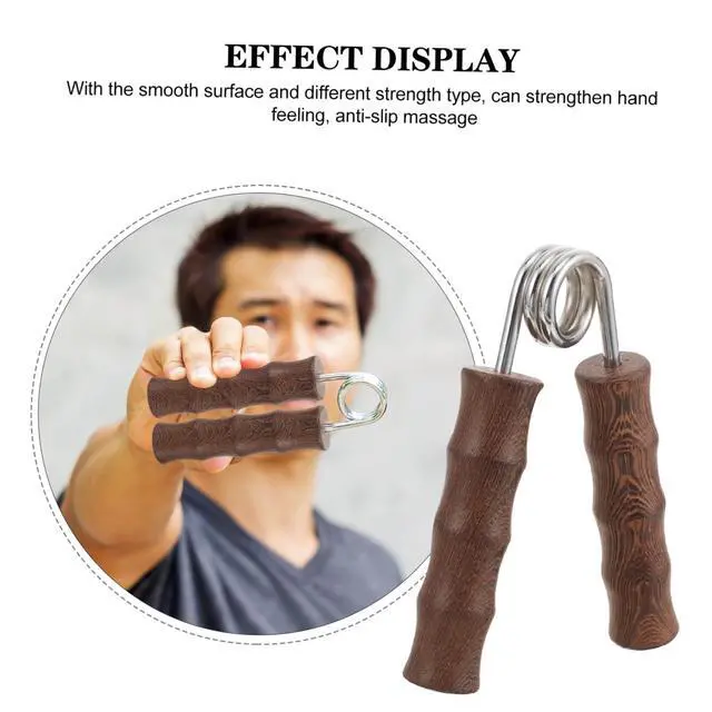 Alt view image 4 of 7 - 1pair Wooden Hand Gripper Kit Fitness Arm Strength Trainer Non-skid Grip for Home Gym Hand Exerciser for Strengthening Fingers Forearms for Workout Enthusiasts