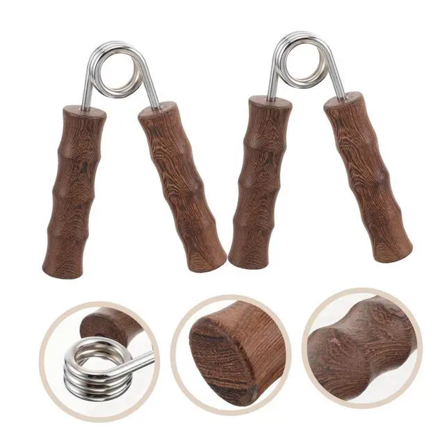 Alt view image 5 of 7 - 1pair Wooden Hand Gripper Kit Fitness Arm Strength Trainer Non-skid Grip for Home Gym Hand Exerciser for Strengthening Fingers Forearms for Workout Enthusiasts