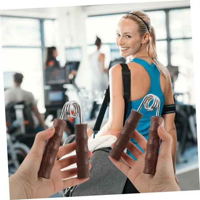 Alt view image 7 of 7 - 1pair Wooden Hand Gripper Kit Fitness Arm Strength Trainer Non-skid Grip for Home Gym Hand Exerciser for Strengthening Fingers Forearms for Workout Enthusiasts