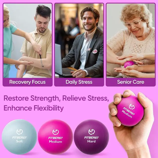 Alt view image 5 of 6 - Grip Strength Trainer 6 Pieces Hand Therapy Kit with Finger Extension Exerciser & Stress Balls for Adults, Rehab & Strength Training for Men, Women, and Seniors (6-Piece Bright Tones)