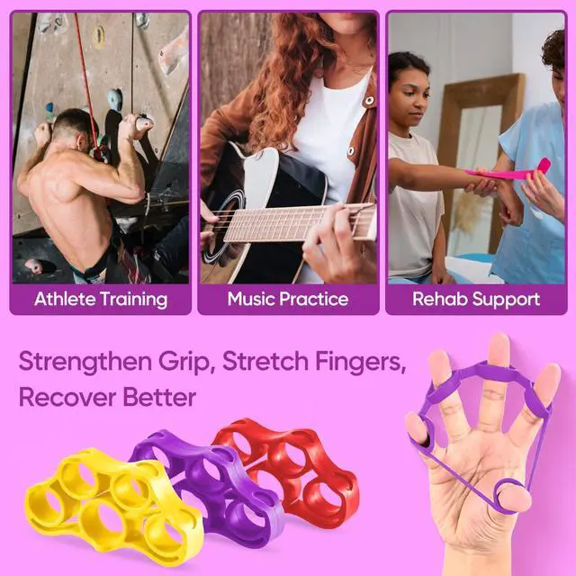Alt view image 6 of 6 - Grip Strength Trainer 6 Pieces Hand Therapy Kit with Finger Extension Exerciser & Stress Balls for Adults, Rehab & Strength Training for Men, Women, and Seniors (6-Piece Bright Tones)