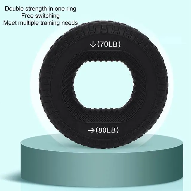 Alt view image 4 of 7 - Grip Exercise Ring,70 to 80LB Hand Grip Strengthener Soft Silicone Portable Tire Texture Forearm Finger Exerciser Grip Strength Trainer Ring Black