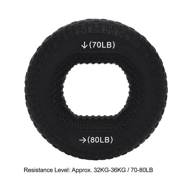 Alt view image 7 of 7 - Grip Exercise Ring,70 to 80LB Hand Grip Strengthener Soft Silicone Portable Tire Texture Forearm Finger Exerciser Grip Strength Trainer Ring Black
