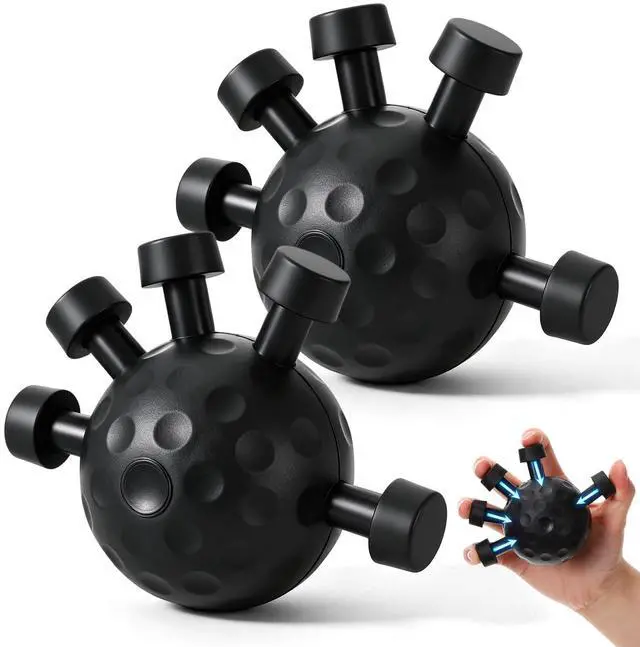 Main image of 2 Pack Finger Grip Strengthener Hand Gripper Strengthener Adjustable Finger Strength Trainer Strength Trainer Ball for Gym, Piano and Guitar Training(Black)