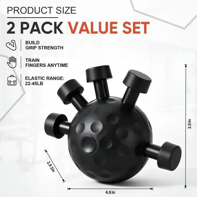 Alt view image 2 of 6 - 2 Pack Finger Grip Strengthener Hand Gripper Strengthener Adjustable Finger Strength Trainer Strength Trainer Ball for Gym, Piano and Guitar Training(Black)