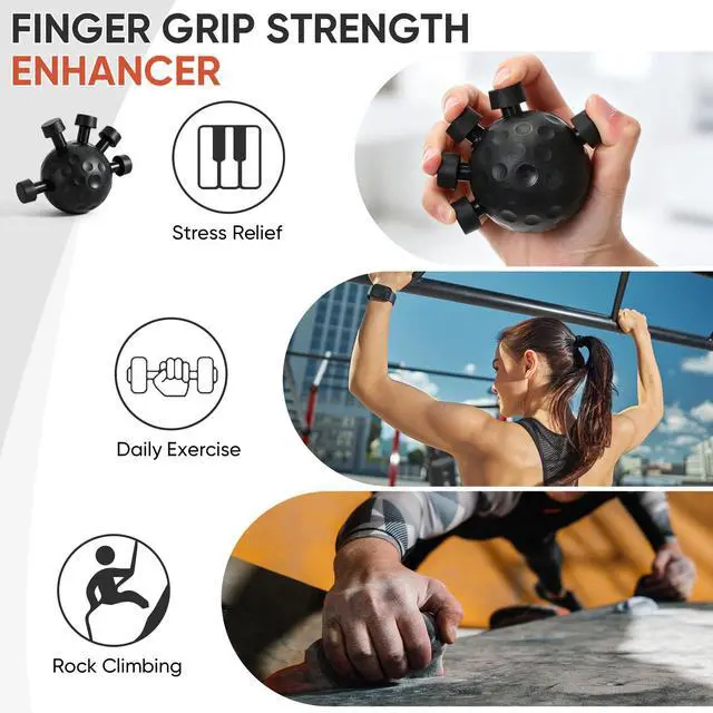 Alt view image 4 of 6 - 2 Pack Finger Grip Strengthener Hand Gripper Strengthener Adjustable Finger Strength Trainer Strength Trainer Ball for Gym, Piano and Guitar Training(Black)