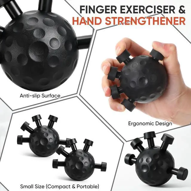 Alt view image 5 of 6 - 2 Pack Finger Grip Strengthener Hand Gripper Strengthener Adjustable Finger Strength Trainer Strength Trainer Ball for Gym, Piano and Guitar Training(Black)