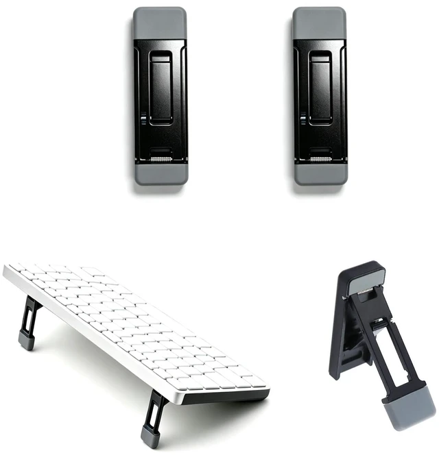 Main image of Keyboard Riser,2 Pcs Portable Laptop Stands Foldable Small Lifter Feet for Desk,Adjustable Height and Anti-Slip Pad Assist in Cooling Computer, Keyboards Holder Fits Tablet Cellphone-Black
