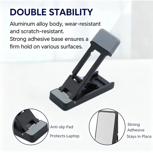 Alt view image 3 of 6 - Keyboard Riser,2 Pcs Portable Laptop Stands Foldable Small Lifter Feet for Desk,Adjustable Height and Anti-Slip Pad Assist in Cooling Computer, Keyboards Holder Fits Tablet Cellphone-Black