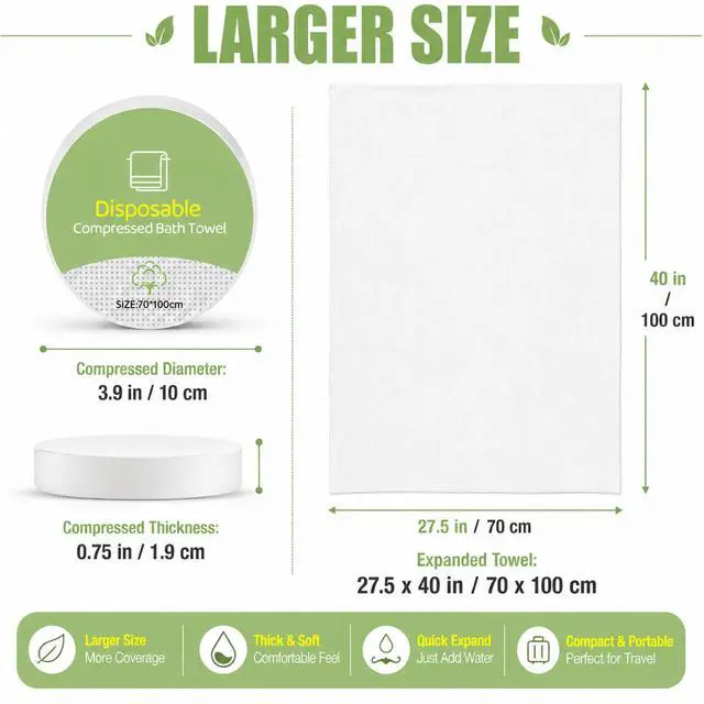 Alt view image 3 of 7 - 6PCS Compressed Bath Towel Tablets for Travel, Disposable Towels for Camping, Hiking & Hotels, Fast Absorbing Portable Travel Bath Towels, Individually Wrapped 27.5 x 40 Inch