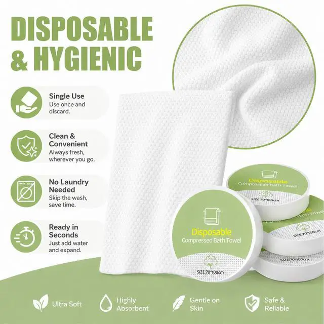 Alt view image 4 of 7 - 6PCS Compressed Bath Towel Tablets for Travel, Disposable Towels for Camping, Hiking & Hotels, Fast Absorbing Portable Travel Bath Towels, Individually Wrapped 27.5 x 40 Inch