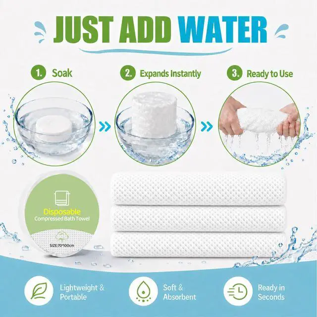 Alt view image 6 of 7 - 6PCS Compressed Bath Towel Tablets for Travel, Disposable Towels for Camping, Hiking & Hotels, Fast Absorbing Portable Travel Bath Towels, Individually Wrapped 27.5 x 40 Inch