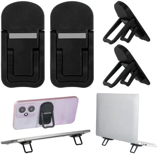 Main image of Portable Laptop Stand 2 Tilt Angles Adjustment 2 Pcs Self-Adhesive Foldable Keyboard Riser Black ABS Mini Feet for Most Desk Laptop Keyboard (2.36 x 1.18 Inch)