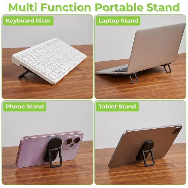 Alt view image 4 of 7 - Portable Laptop Stand 2 Tilt Angles Adjustment 2 Pcs Self-Adhesive Foldable Keyboard Riser Black ABS Mini Feet for Most Desk Laptop Keyboard (2.36 x 1.18 Inch)