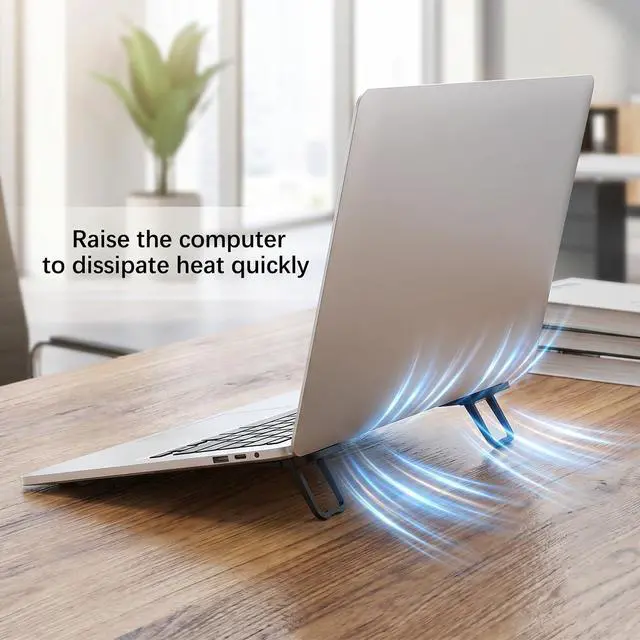 Alt view image 5 of 7 - Portable Laptop Stand 2 Tilt Angles Adjustment 2 Pcs Self-Adhesive Foldable Keyboard Riser Black ABS Mini Feet for Most Desk Laptop Keyboard (2.36 x 1.18 Inch)