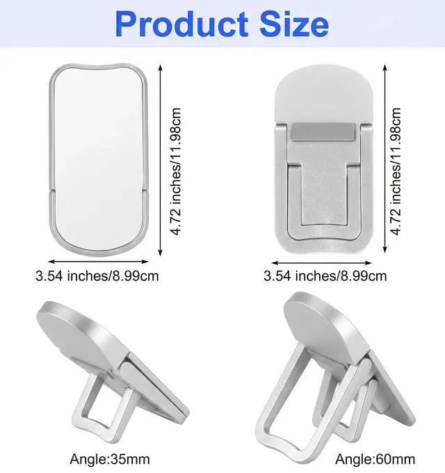 Alt view image 2 of 7 - 2 PCS Keyboard Feet, Foldable Keyboard Lifter with Dual Tilt Angle Adjustment for Most Keyboards, Self-Adhesive Computer Keyboards Riser (Silver-White, 2.4 X 1.2 in)