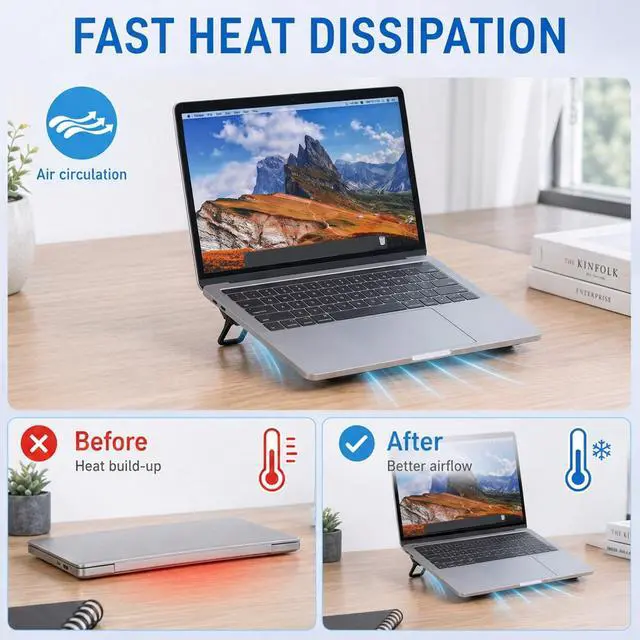 Alt view image 4 of 7 - 2 PCS Laptop Feet for Cooling Portable Keyboards Risers 2 Adjustable Angles