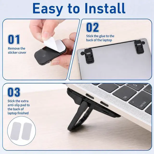 Alt view image 6 of 7 - 2 PCS Laptop Feet for Cooling Portable Keyboards Risers 2 Adjustable Angles