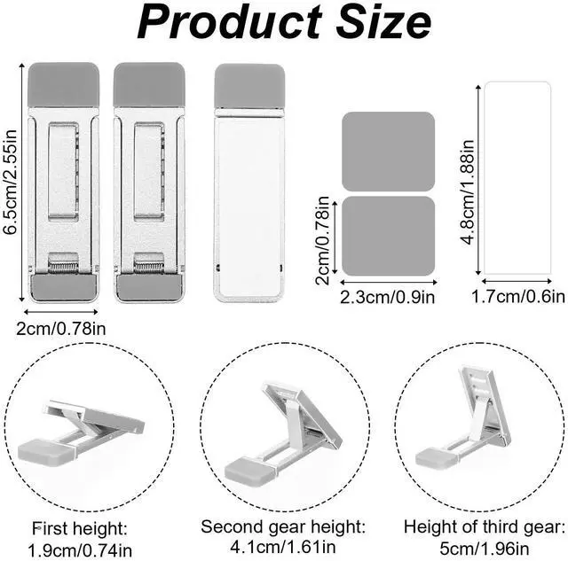 Alt view image 2 of 7 - Keyboard Feet 2 Pcs Portable Keyboard Riser Foldable Keyboards Stand for Desk Three Tilt Angle Adjustable Invisible Laptop Feet Self-Adhesive Computer Lift with Anti-Slip Pads