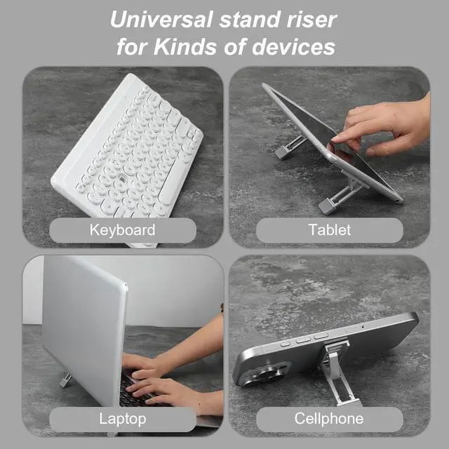 Alt view image 3 of 7 - Keyboard Feet 2 Pcs Portable Keyboard Riser Foldable Keyboards Stand for Desk Three Tilt Angle Adjustable Invisible Laptop Feet Self-Adhesive Computer Lift with Anti-Slip Pads