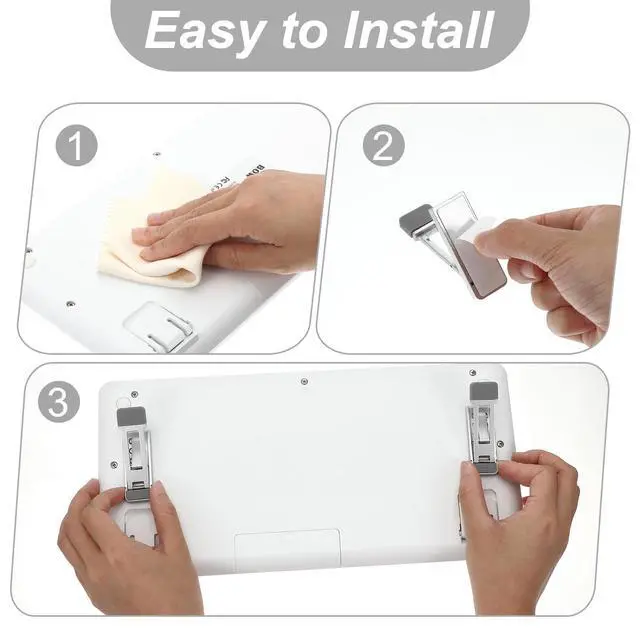 Alt view image 4 of 7 - Keyboard Feet 2 Pcs Portable Keyboard Riser Foldable Keyboards Stand for Desk Three Tilt Angle Adjustable Invisible Laptop Feet Self-Adhesive Computer Lift with Anti-Slip Pads