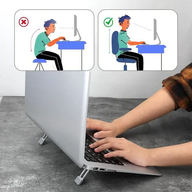 Alt view image 5 of 7 - Keyboard Feet 2 Pcs Portable Keyboard Riser Foldable Keyboards Stand for Desk Three Tilt Angle Adjustable Invisible Laptop Feet Self-Adhesive Computer Lift with Anti-Slip Pads