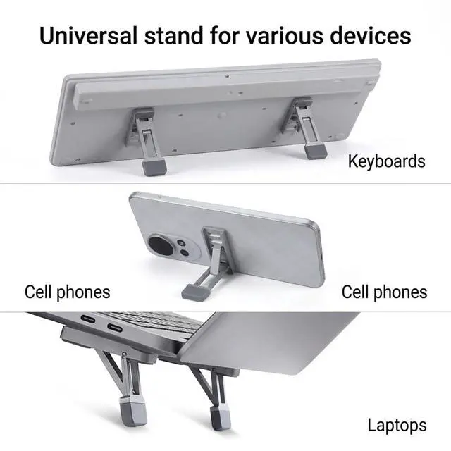 Alt view image 3 of 7 - 2PCS Keyboard Riser Portable Stand for Desk, Mini Foldable Laptop Feet Laptop Stand with Anti-Slip Pads Three Tilt Keyboard Angle Riser for Most Keyboards Office Accessories (Silver)