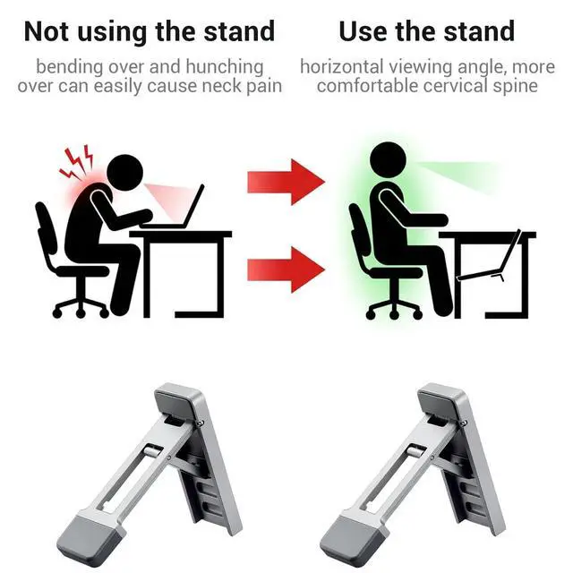 Alt view image 4 of 7 - 2PCS Keyboard Riser Portable Stand for Desk, Mini Foldable Laptop Feet Laptop Stand with Anti-Slip Pads Three Tilt Keyboard Angle Riser for Most Keyboards Office Accessories (Silver)