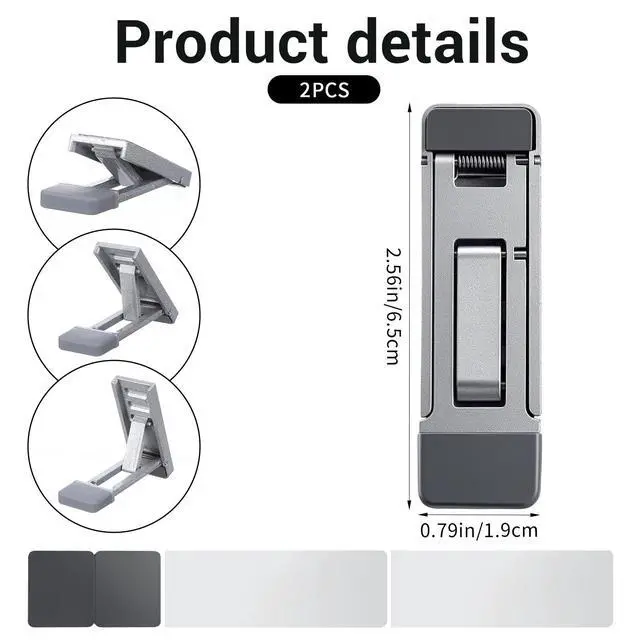 Alt view image 2 of 7 - 2PCS Keyboard Riser Portable Stand for Desk, Mini Foldable Laptop Feet Laptop Stand with Anti-Slip Pads Three Tilt Keyboard Angle Riser for Most Keyboards Office Accessories (Silver)