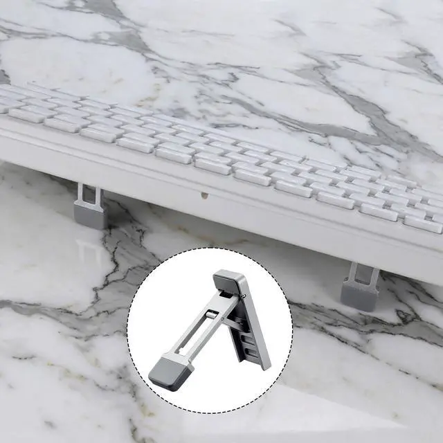 Alt view image 6 of 7 - 2PCS Keyboard Riser Portable Stand for Desk, Mini Foldable Laptop Feet Laptop Stand with Anti-Slip Pads Three Tilt Keyboard Angle Riser for Most Keyboards Office Accessories (Silver)