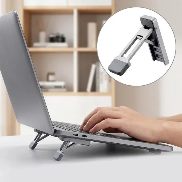 Alt view image 7 of 7 - 2PCS Keyboard Riser Portable Stand for Desk, Mini Foldable Laptop Feet Laptop Stand with Anti-Slip Pads Three Tilt Keyboard Angle Riser for Most Keyboards Office Accessories (Silver)