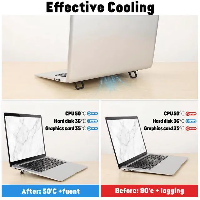 Alt view image 3 of 7 - 4PCS Portable Keyboard Riser, Invisible Mini Computer Foldable Feet, Self Adhesive Laptop Stand with Anti Slip Silicone for Desk Computer Keyboard Mini Foldable Stand Laptop Holder (Black)
