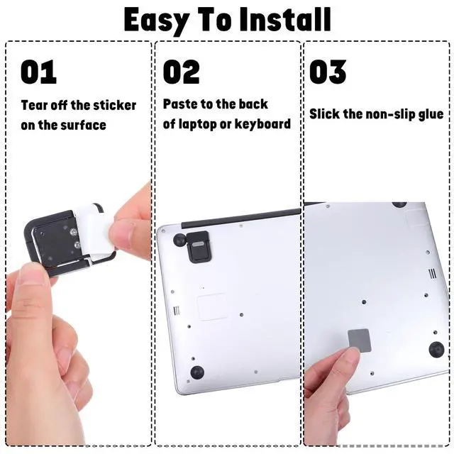 Alt view image 4 of 7 - 4PCS Portable Keyboard Riser, Invisible Mini Computer Foldable Feet, Self Adhesive Laptop Stand with Anti Slip Silicone for Desk Computer Keyboard Mini Foldable Stand Laptop Holder (Black)