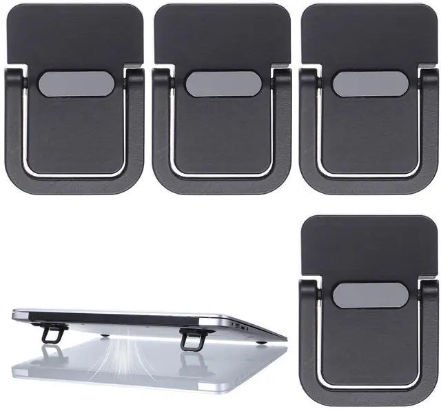 Main image of 4PCS Portable Keyboard Riser, Invisible Mini Computer Foldable Feet, Self Adhesive Laptop Stand with Anti Slip Silicone for Desk Computer Keyboard Mini Foldable Stand Laptop Holder (Black)