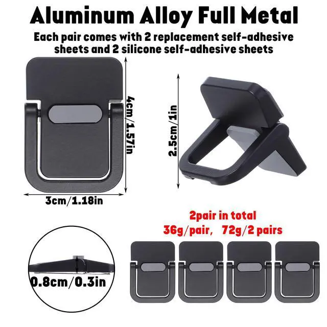 Alt view image 5 of 7 - 4PCS Portable Keyboard Riser, Invisible Mini Computer Foldable Feet, Self Adhesive Laptop Stand with Anti Slip Silicone for Desk Computer Keyboard Mini Foldable Stand Laptop Holder (Black)